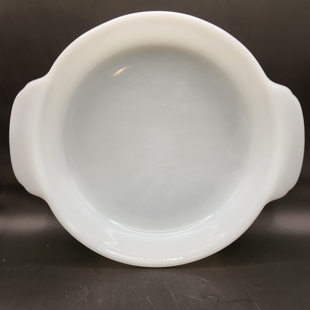 Vintage Fire King Milk Glass Round Casserole Dish w/Handles
